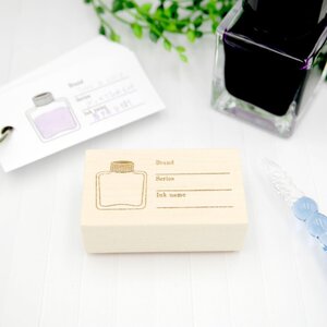 【単語帳サイズ】インク瓶のインク色見本カードスタンプ/はんこ(試筆カード)