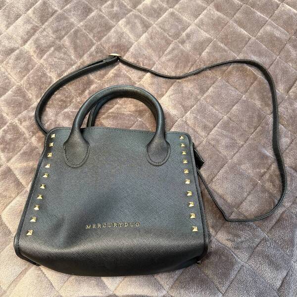 ◆当日発送◆【極美品】MERCURYDUO マーキュリーデュオ 2Way バッグ ブラック ハンドバッグ ショルダーバッグ お出かけ お買い物 旅行