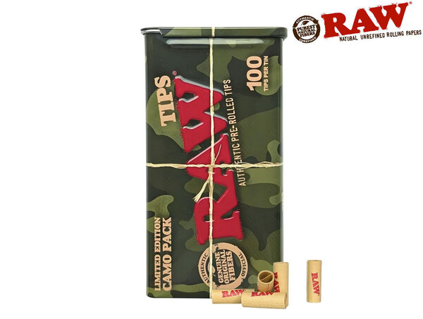 RAW CAMO 100 ロウ カモ プレロールティップ ローチ フィルター 巻き紙 巻紙 ローリングペーパー ジョイント ボング マリファナ 大麻 thc