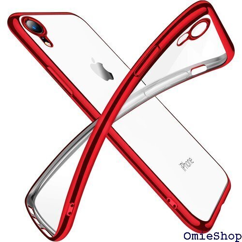 iPhone XR ケース クリア 透明 tpu シリ ース 耐衝撃 黄変防止 一体型 人気 携帯カバー レッド 48