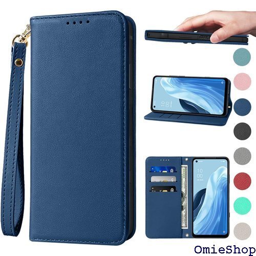 OPPO Reno7 A/Reno9 A ケース 手帳 スタンド機能 便利 スプラット同梱 携帯ケース ブルー 809
