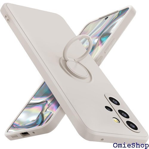 Galaxy A32 5G ケース リング 耐衝撃 シ 単 一体型 カバー ベージュ白Q08005-A32-06 923