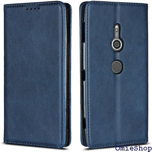 xperia xz2 ケース 手帳型 xperia x カバー カードスロット、キックスタンド レザー ネイビー 1380
