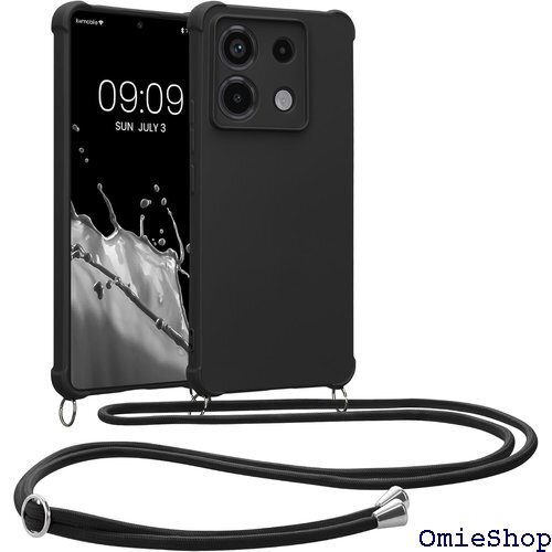 kwmobile スマホショルダー Xiaomi Re ケース - TPU カバー 肩掛け ストラップ付き 黒色 1779