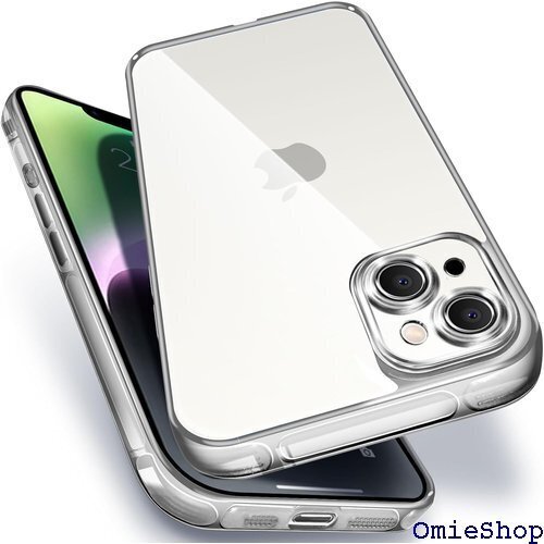 ALIGADUO iPhone 14 クリア ケース イヤレス充電対応 クリアバック 6.1インチ用 シルバー 1846