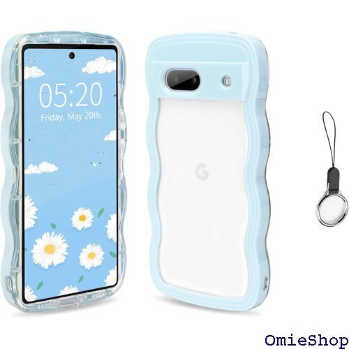 Google Pixel 6A かわいい ケース 波状 保護 ワイヤレス充電対応 Pixel 6A-シエラブルー 2113