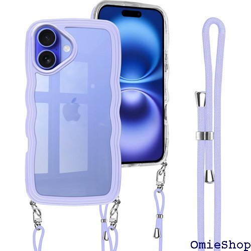 iPhone 16 用 ケース クリア ショルダー i 薄型 シリコン TPU バンパー スマホケース パープル 2149