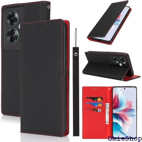 Eastwave OPPO Reno11 A ケース スプラット同梱 内蔵マグネット 手帳ケース - ブラック 2159