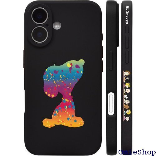 iPhone16 用 ケース スヌーピー 側面設計 ス ー 耐衝撃 肌触りも良い 擦り傷防止 イフォン 16 黒 2214