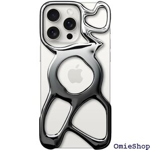iPhone 16 Pro Max AM Emptin 軽量 流動メタルデザイン シャイニーシルバー+ブラック 2275