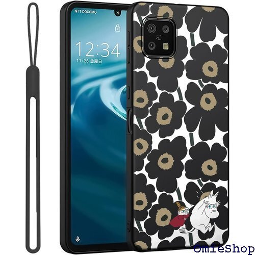 aquos sense6 用 ケース シリコン 可愛い プル 薄型 韓国 耐衝撃 カバー ハンドストラップ 花柄 2573