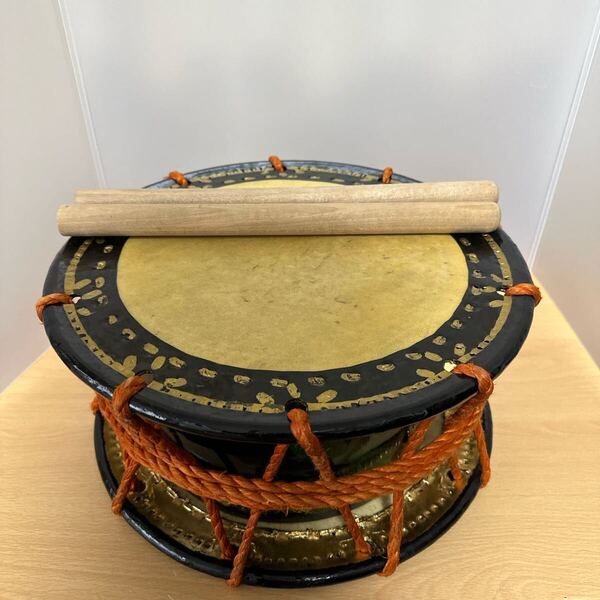 【高級】 締太鼓 紐締め バチ 2組 平太鼓 和太鼓 34cm