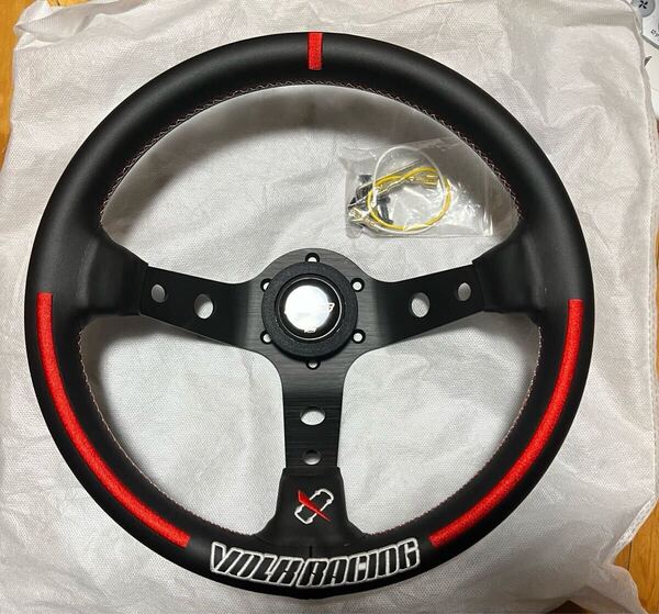 ステアリング 33パイ 330mm ハンドル 社外 汎用 ヴェルテックス ベルテックス VERTEX RAYS VOLK RACING レザー レイズ TE37 ディープコーン