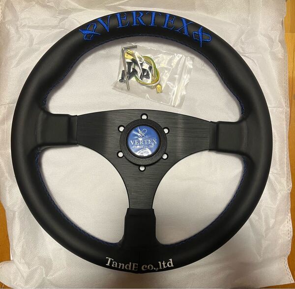 ステアリング レザー ヴェルテックス VERTEX t&e フラット ハンドル MOMO モモ NARDI ナルディ ブルー 青 320mm 社外