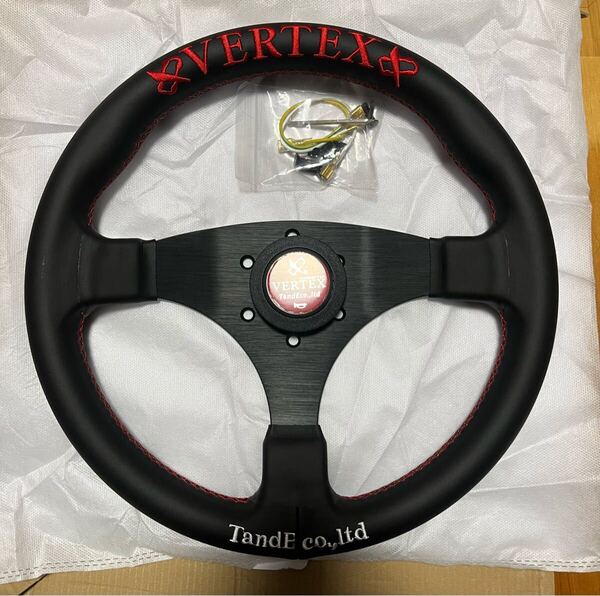 ステアリング レザー ヴェルテックス VERTEX t&e フラット ハンドル MOMO モモ NARDI ナルディ レッド 赤 320mm 社外