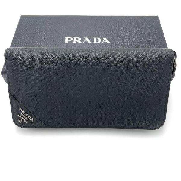 No.298 超人気☆超美品☆PRADA プラダ サフィアーノ メタル ラウンドジップ 長財布 2ML317 ジップアラウンド ブラック メンズ ユニセックス