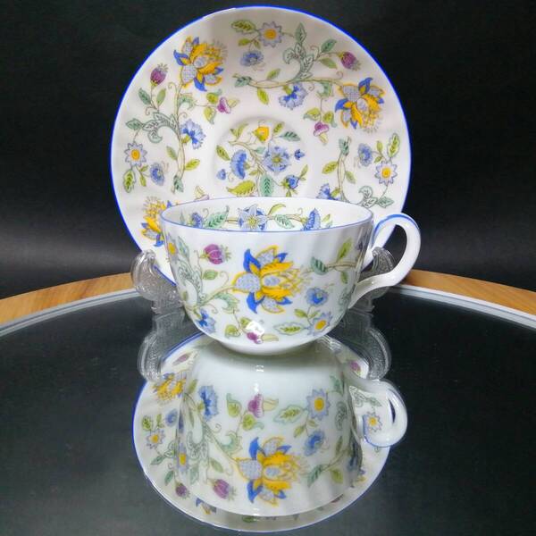 未使用相当品◇自宅保管 ミントン ハドンホール カップ&ソーサー ブルー MINTON