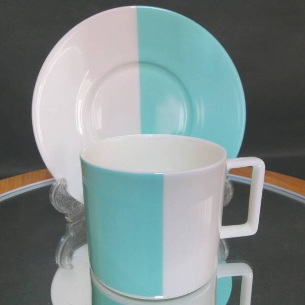 未使用◇自宅保管 ティファニー カラーブロック カップ&ソーサー TIFFANY&CO.