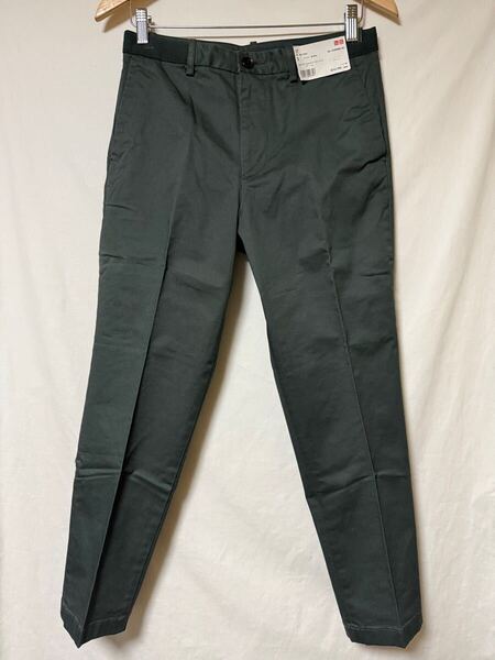 新品 ユニクロ UNIQLO EZYアンクル チノ ダークグリーン S メンズ