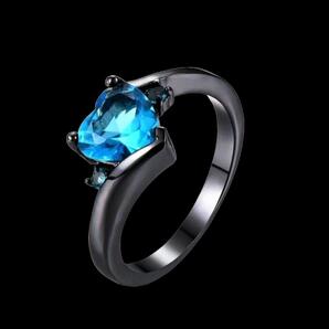 【H008】リング 指輪 合金 ハート ブルー メンズ レディース 20号