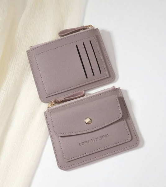 ■新品■ミニ コンパクト財布 小銭入れ【ライラックパープル】■コイン・カードケース■ 薄い 小さい レディース ミニウォレット PUレザー