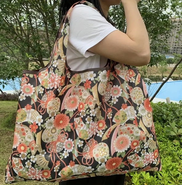 ■新品■エコバッグ【和柄B】大容量 コンパクト 簡単 かわいい 便利 ショッピングバッグ