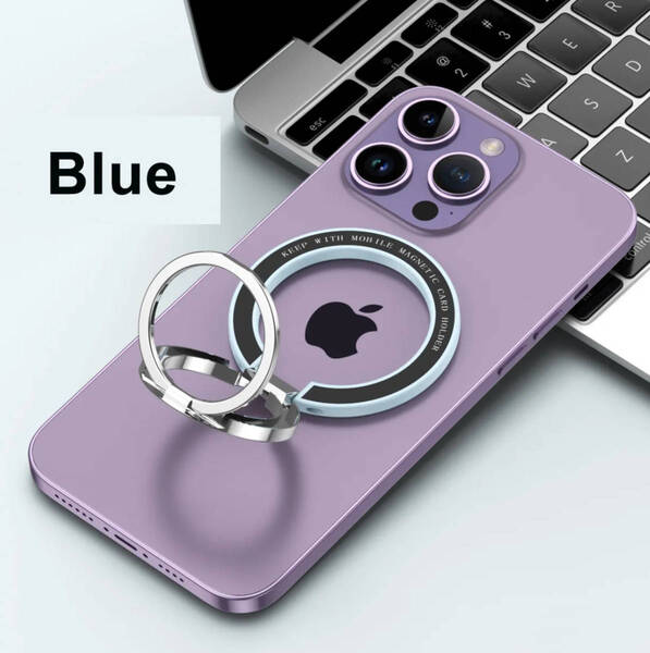 スマホリングマグネットMagsafeスマホ落下防止スマホリングホルダー iPhone 15/14/13/12シリーズ ブルー