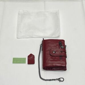 【牛革 二つ折り財布 チェーン付き 中ベラ着脱可】財布/レッド/メンズ/HumerPaul