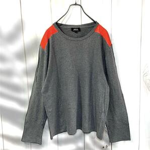 【A.P.C.】長袖カットソー グレー×オレンジ 肩プリント1 メンズ 日本製