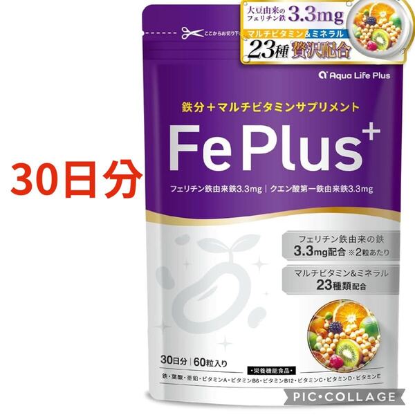 大特価フェリチン鉄 鉄分 マルチビタミン サプリメント 無添加 30日分 サプリ 国内製造