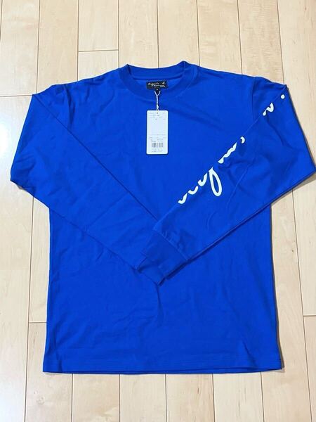 ★送料無料★タグ付き★アニエスベー 長袖Tシャツ サイズ0 青 トップス ロンT リブ クルーネック 試着のみ 定価13200円 agnes b.