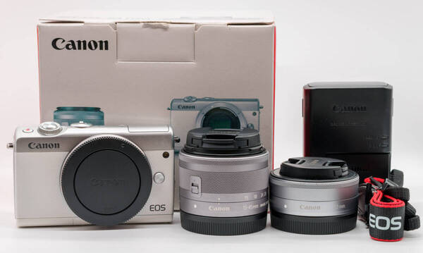 キャノン EOS M100 ダブルレンズキット ホワイト 元箱あり Canon