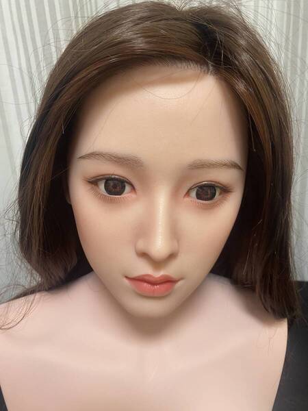 等身大 リアルドール ヘッド 軟質シリコン製 人口可動 舌付き 髪毛、睫毛はモヘア植毛 職人メイク済み M16ボルト 21250104