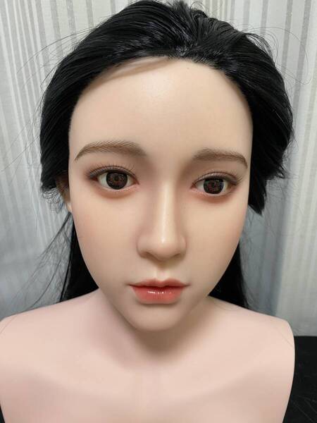 等身大 リアルドール ヘッド 軟質シリコン製 人口可動 舌付き 髪毛、睫毛はモヘア植毛 職人メイク済み M16ボルト 21250105