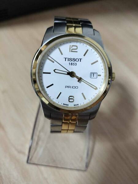 超美品 TISSOT ティソ T049410 PR100 デイト メンズ腕時計 正規品 SAPPHIRE CRYSTAL