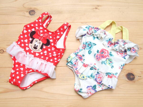 USED!キッズ女の子ワンピース水着80センチ2着セット (5)