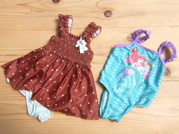 USED!キッズ女の子ワンピース水着80センチ2着セット(6)