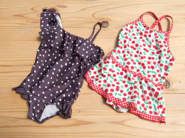 USED!キッズ女の子ワンピース水着80センチ2着セット(7)