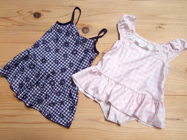 USED!キッズ女の子ワンピース水着90センチ2着セット(18)