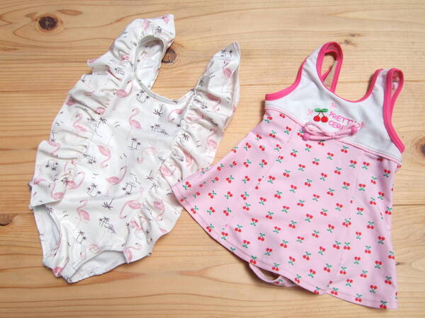 USED!キッズ女の子ワンピース水着90センチ2着セット(21)