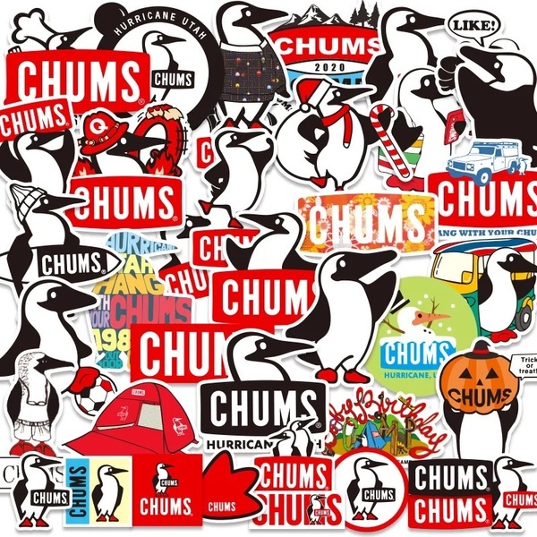 【送料無料】☆CHUMS チャムス ステッカー A 56枚セット 防水 デザイン豊富 アウトドア用 ギター スケートボード ランダム(新品・未使用)
