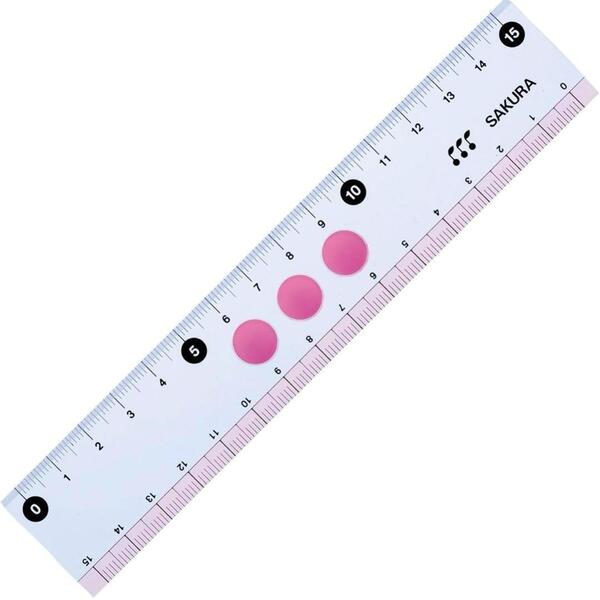 2本セット【直線定規15cm】サクラクレパス 小学生文具 ものさし ピンク N23-41 N23-42