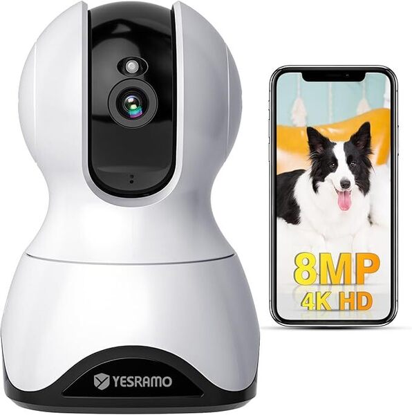 YESRAMO 800万画素・2G/5GWiFi両対応 ペットカメラ 4K画質 ネットワークカメラ 安定信号 室内監視カメラ ベビー ペット 630
