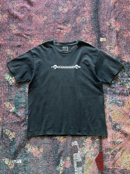 SESSIONS TEE / 90S セッションズ MEXICO製 Tシャツ L スカル ブラック ストリート sk8 古着