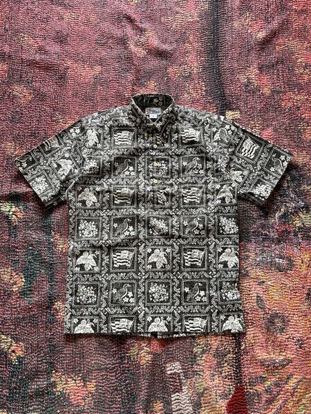 REYN SPOONER ALOHA / 90S レインスプーナー HAWAII製 アロハシャツ S プルオーバー ラハイナセイラー リバースプリント 古着 大きめ