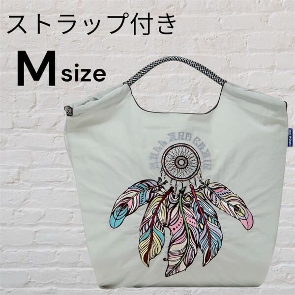 ボールアンドチェーン ドリームキャッチャー刺繍エコバッグ トートバッグ【M】ストラップ付き