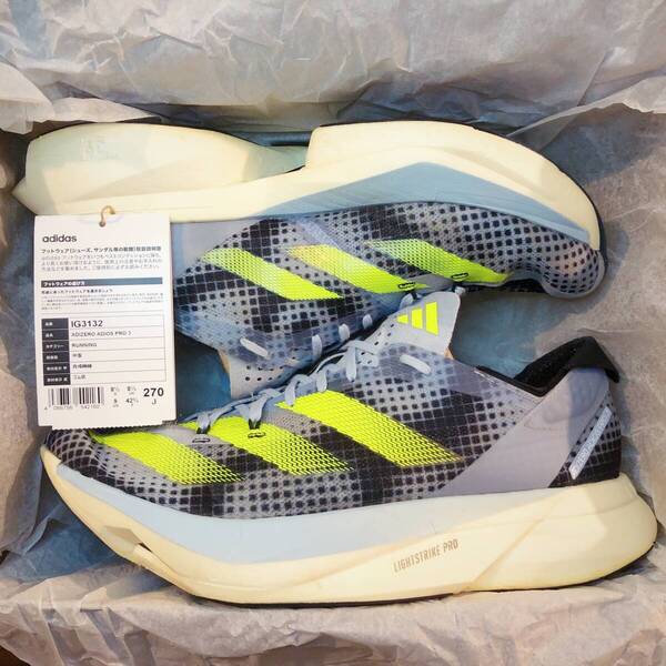 【美品/完売モデル】Adidas/ Adizero Adios Pro 3/ 27.0 cm/ ワンダーブルー/ アディダス アディゼロ アディオス プロ b