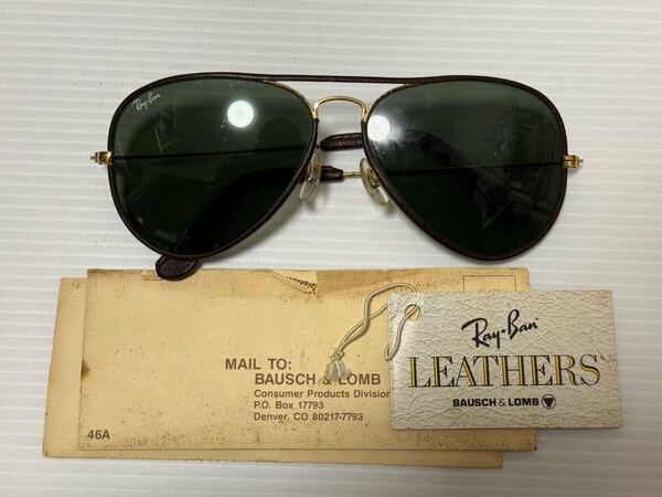 B&L RAY BAN レイバン レザー メタル USA LEATHER METAL 58mm サングラス ボシュロム ティアドロップ ティアドロップ