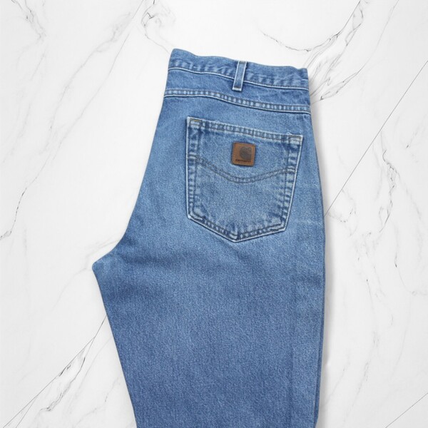 古着 MEXICO製 CARHARTT W34×L30 B18 DENIM JEANS DST カーハート デニム ジーンズ【Vintage】