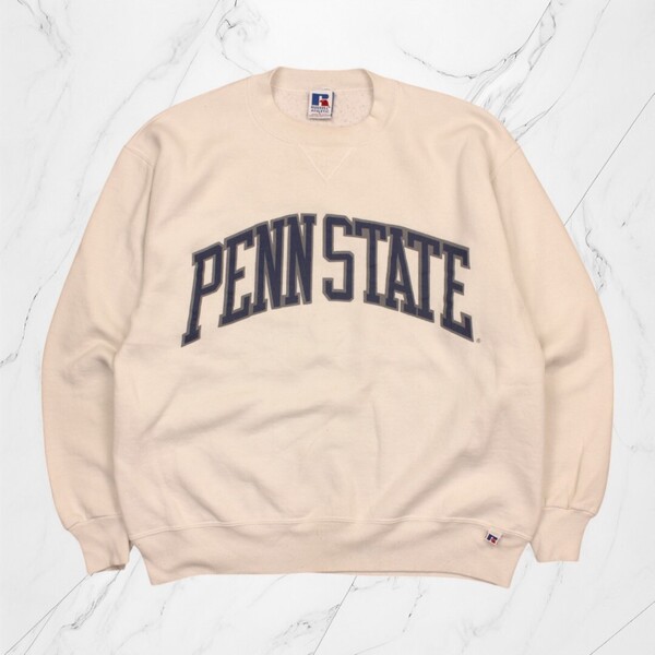 古着 90s USA製 RUSSELL ATHLETIC PENNSTATE CREW NECK SWEAT WHITE ラッセル スウェット 【Vintage】
